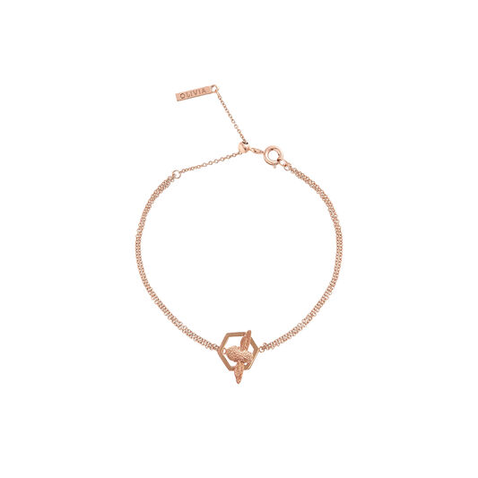 Honeycomb Bee Chain Bracelet Rose Gold