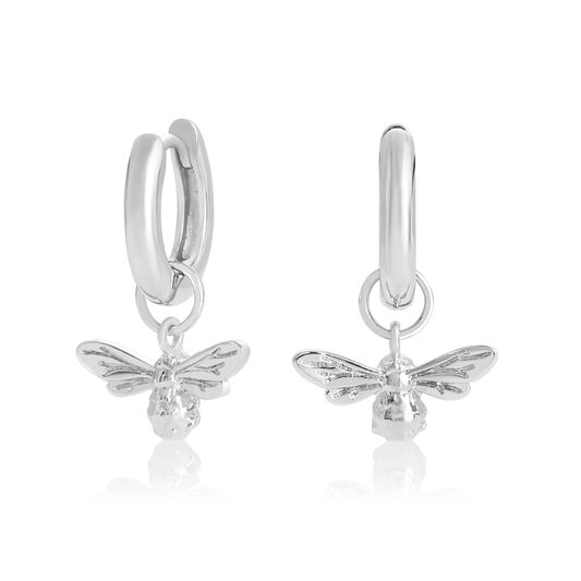 Lucky Bee Huggie Hoop Silver