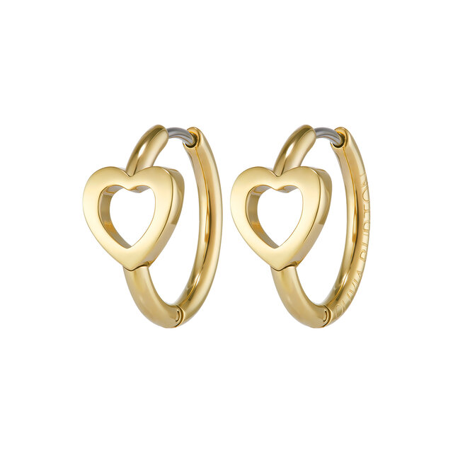 Kindred Interlink Heart Gold Plated Hoop Earrings