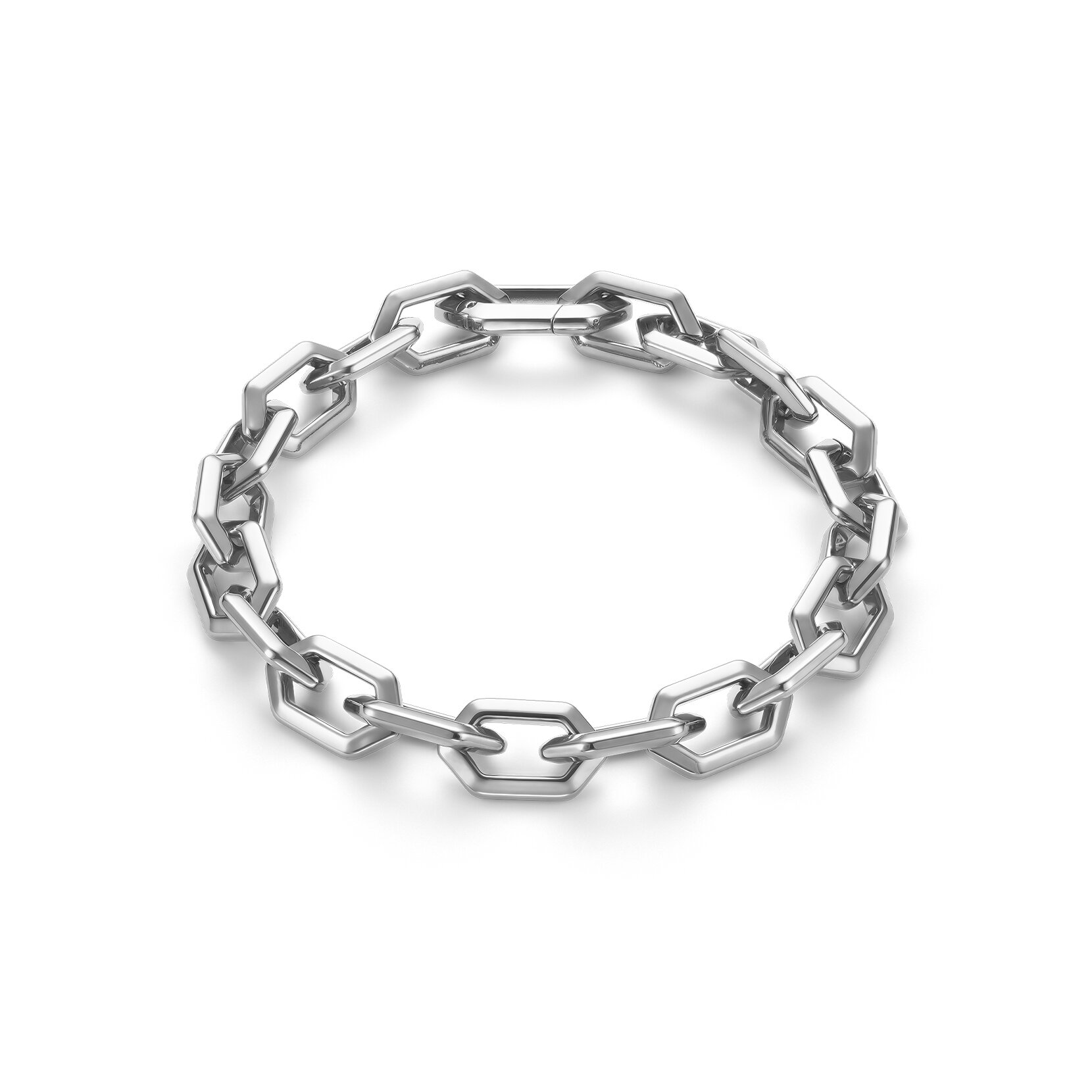 Honeycomb Geo Silver Tone Chain Link Bracelet