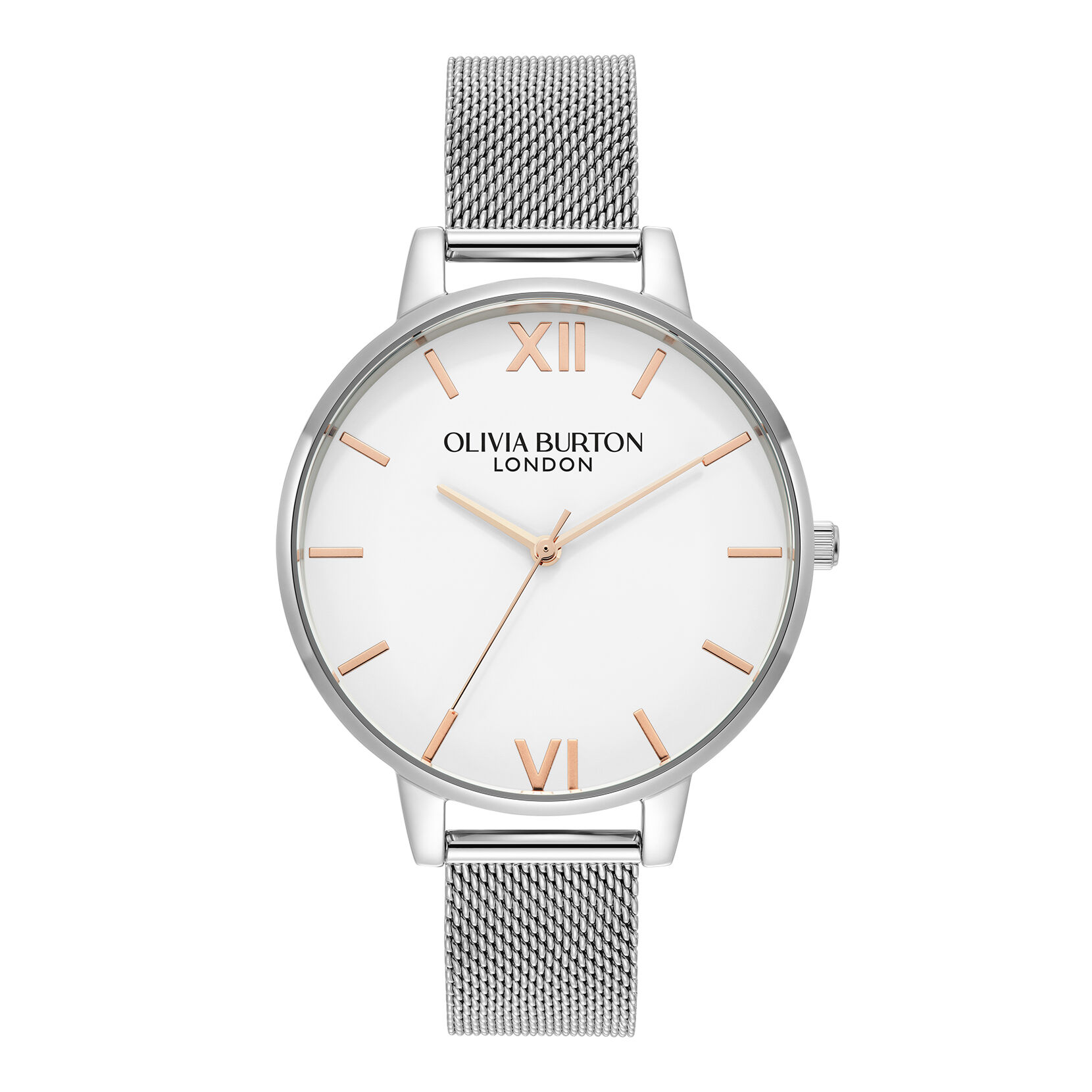 38mm White Silver Mesh Watch