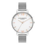 OLIVIA BURTON Silver Glitter Dial Silver Mesh Strap Watch Oliviaburton Olivia Burton Watch Battery | eBay main image 3