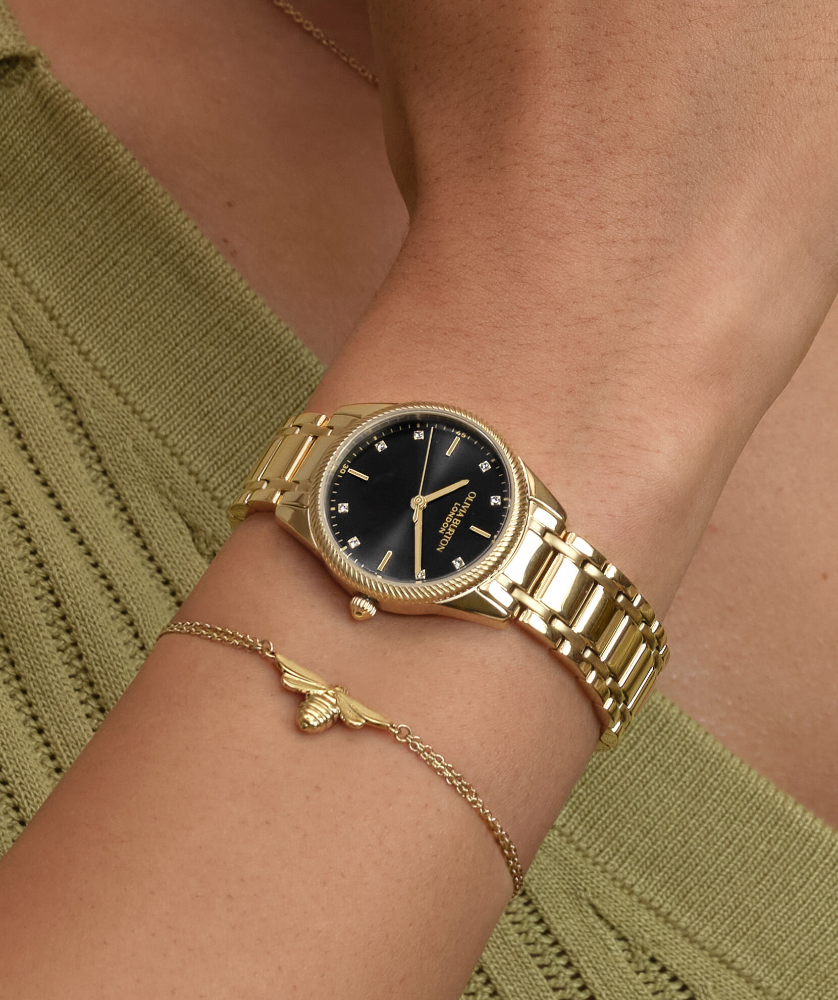 Sports Luxe 28mm Egerton Black & Gold Bracelet Watch | Olivia