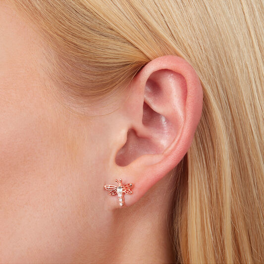 Rose Gold Dragonfly Stud Earrings