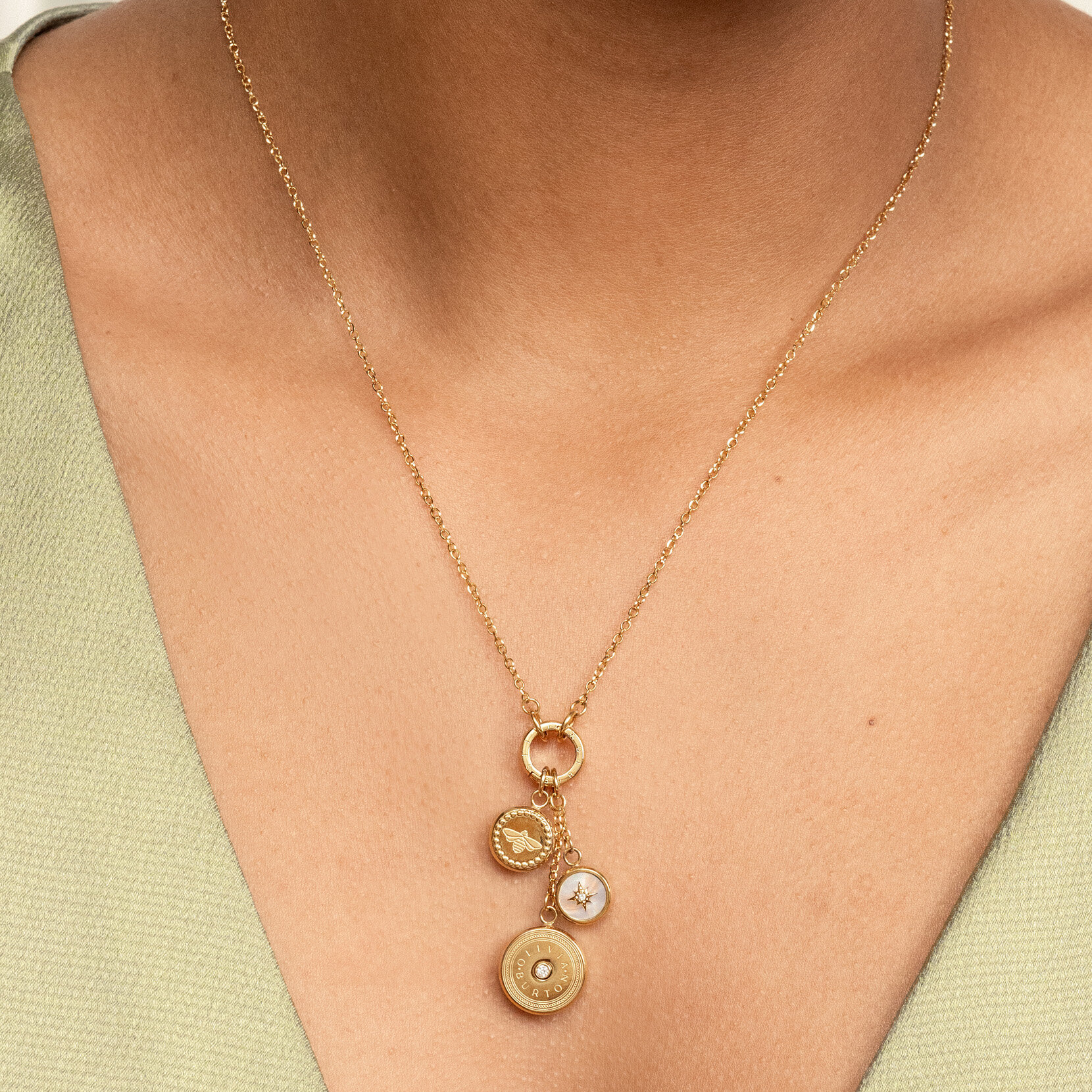 Bee and North Star Gold Plated Charm Necklace