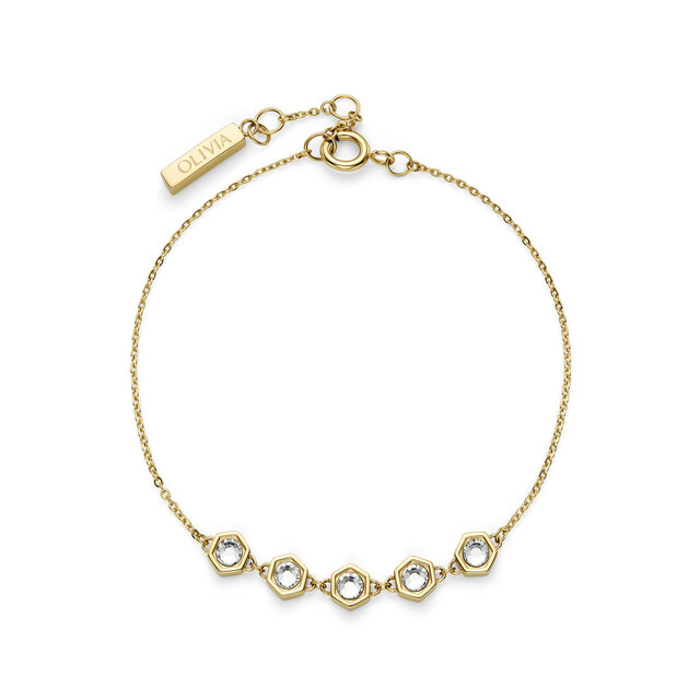 Ever Stacked Crystal Honeycomb Gold Plated Stacking Bracelet