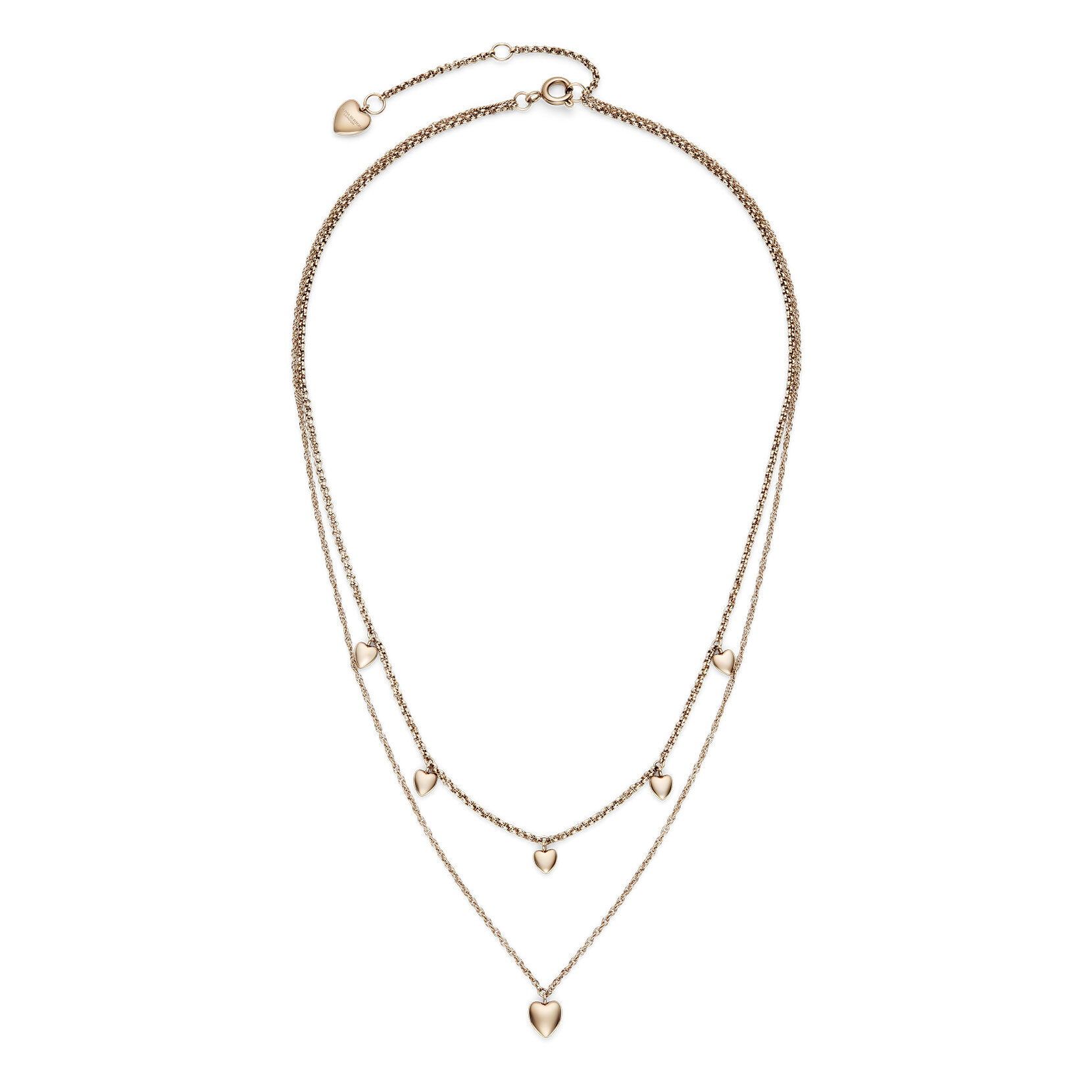 Mini Heart Rose Gold Plated Double Chain Necklace