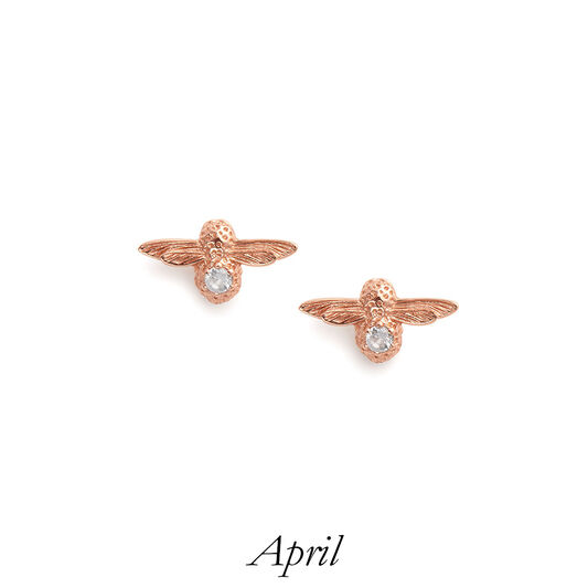 Celebration Bee Studs Rose Gold & White Topaz
