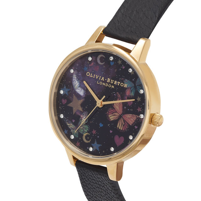 Demi Night Garden Butterflies Black & Gold Watch