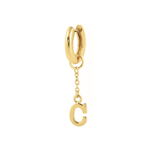 C Alphabet Huggie Charm Gold