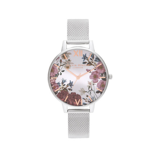 British Blooms Silver Mesh Watch