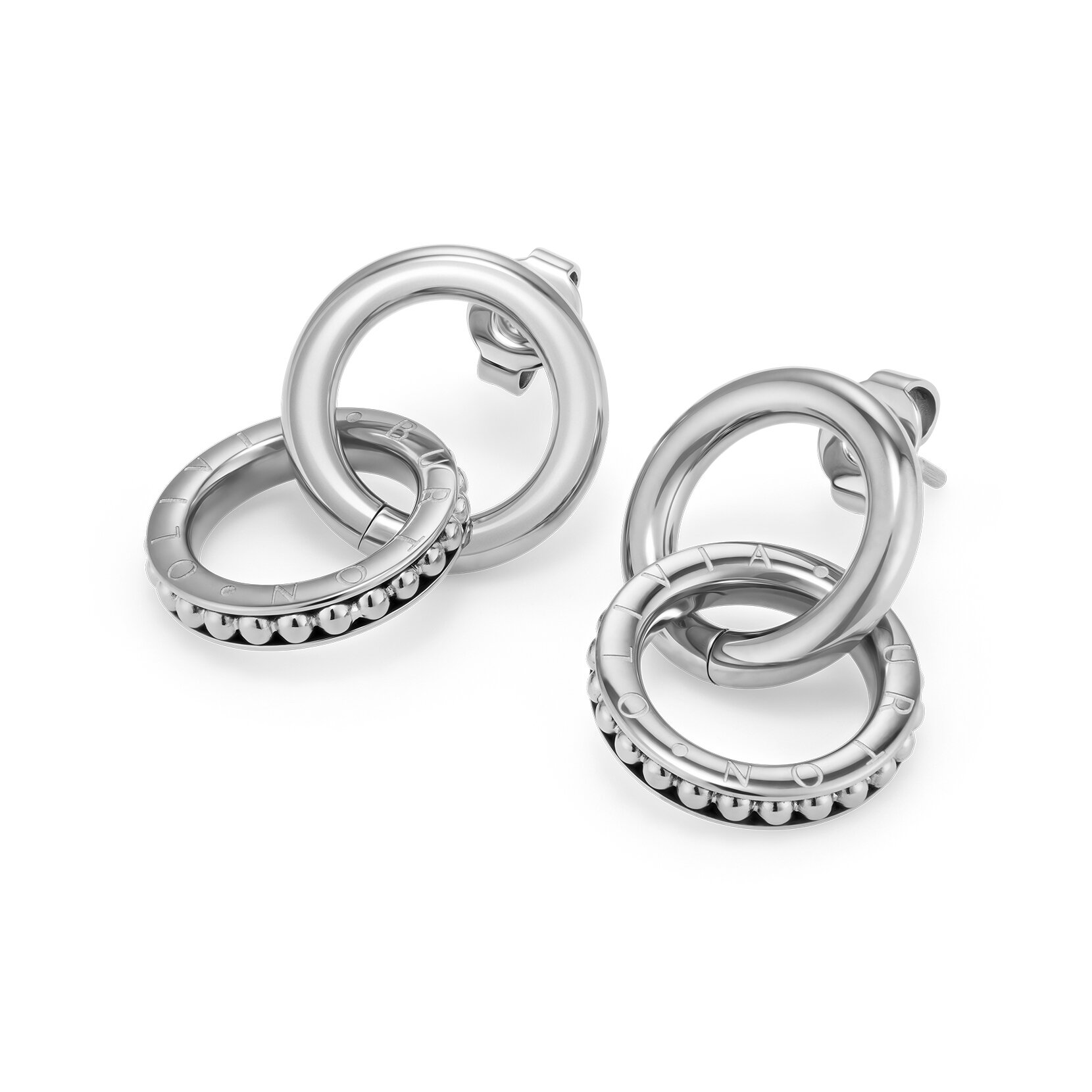 Amity Interlock Silver Tone Stud Earrings