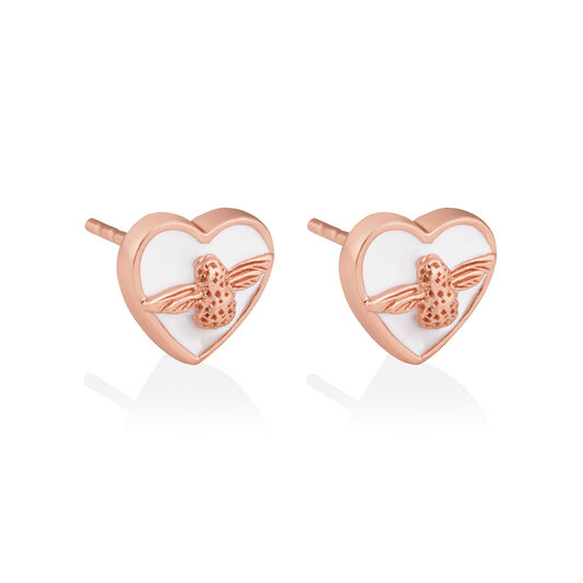 Love Bug Studs White & Rose Gold