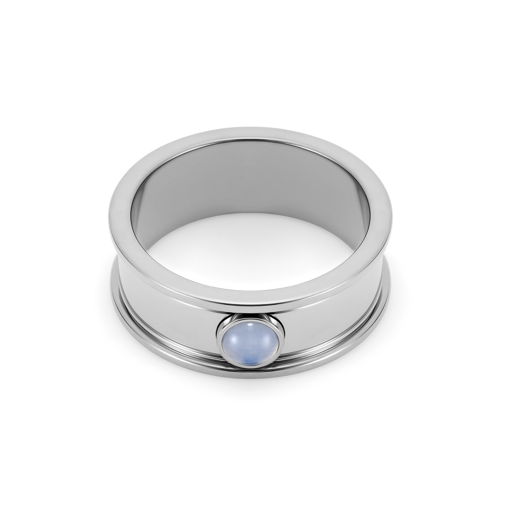 Purple Agate Cabochon Silver Tone Gemstone Ring L