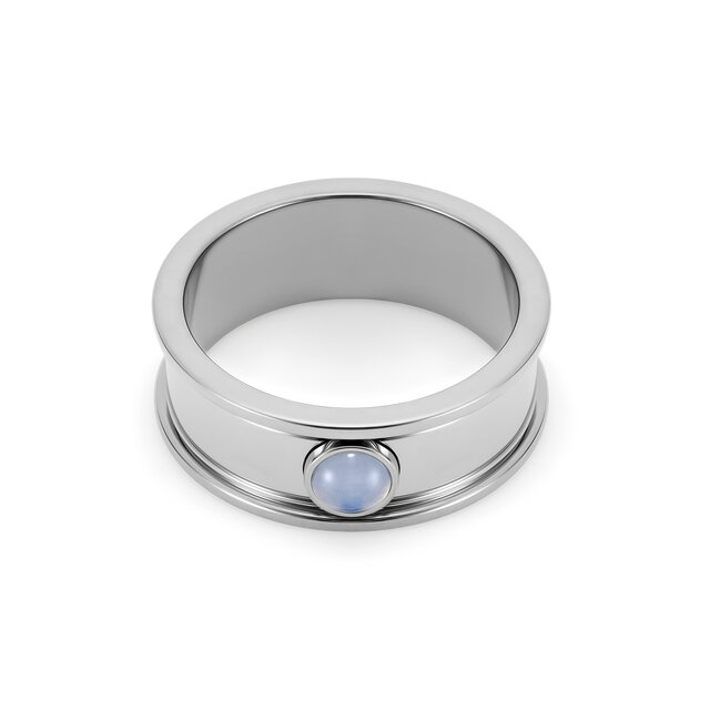 Purple Agate Cabochon Silver Tone Gemstone Ring M