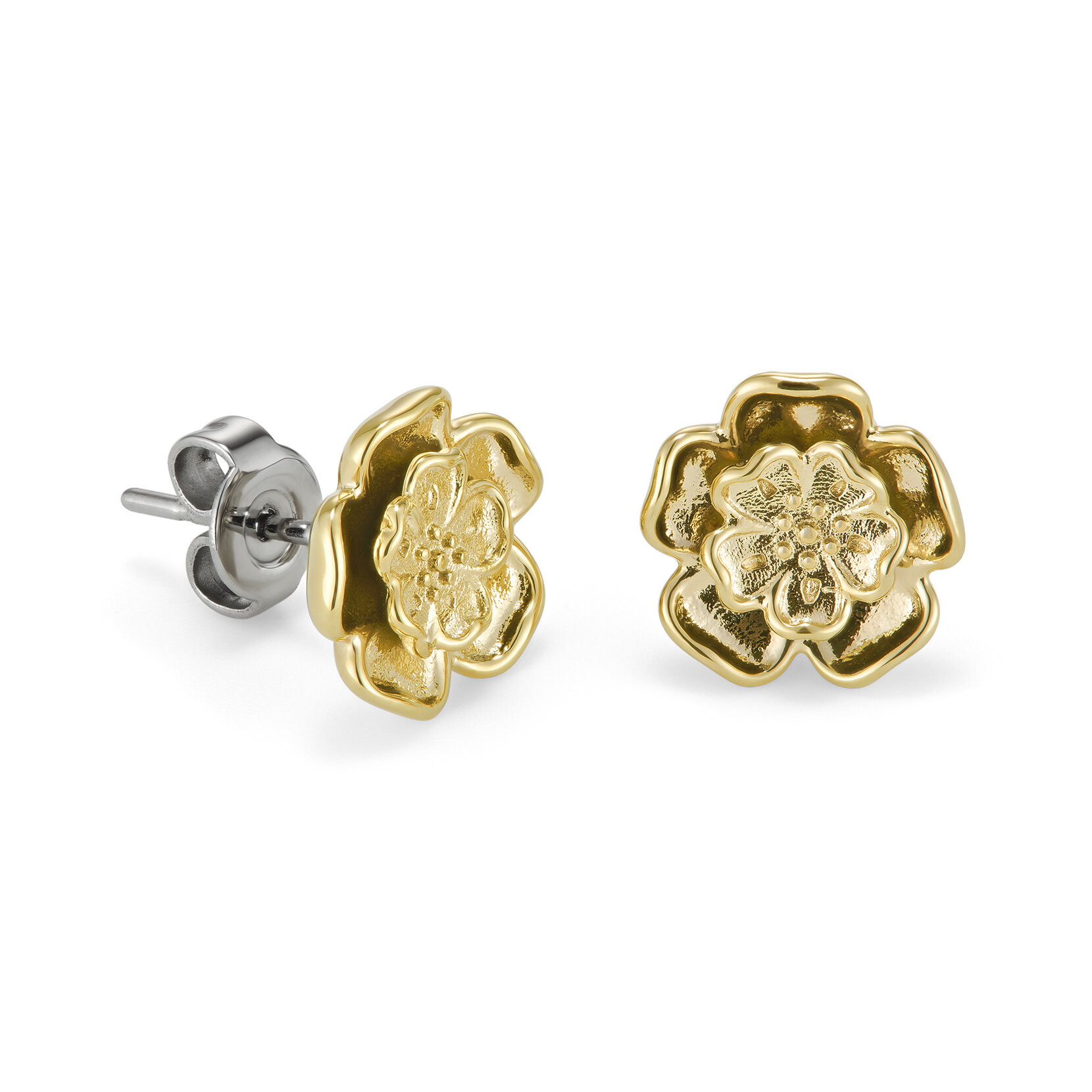 Tudor Rose Gold Plated Stud Earrings