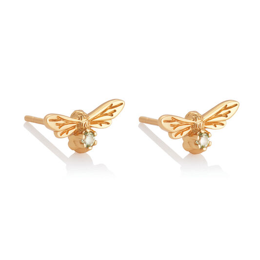 Celebration Stones Celebration Bee Studs Gold & Peridot (August)
