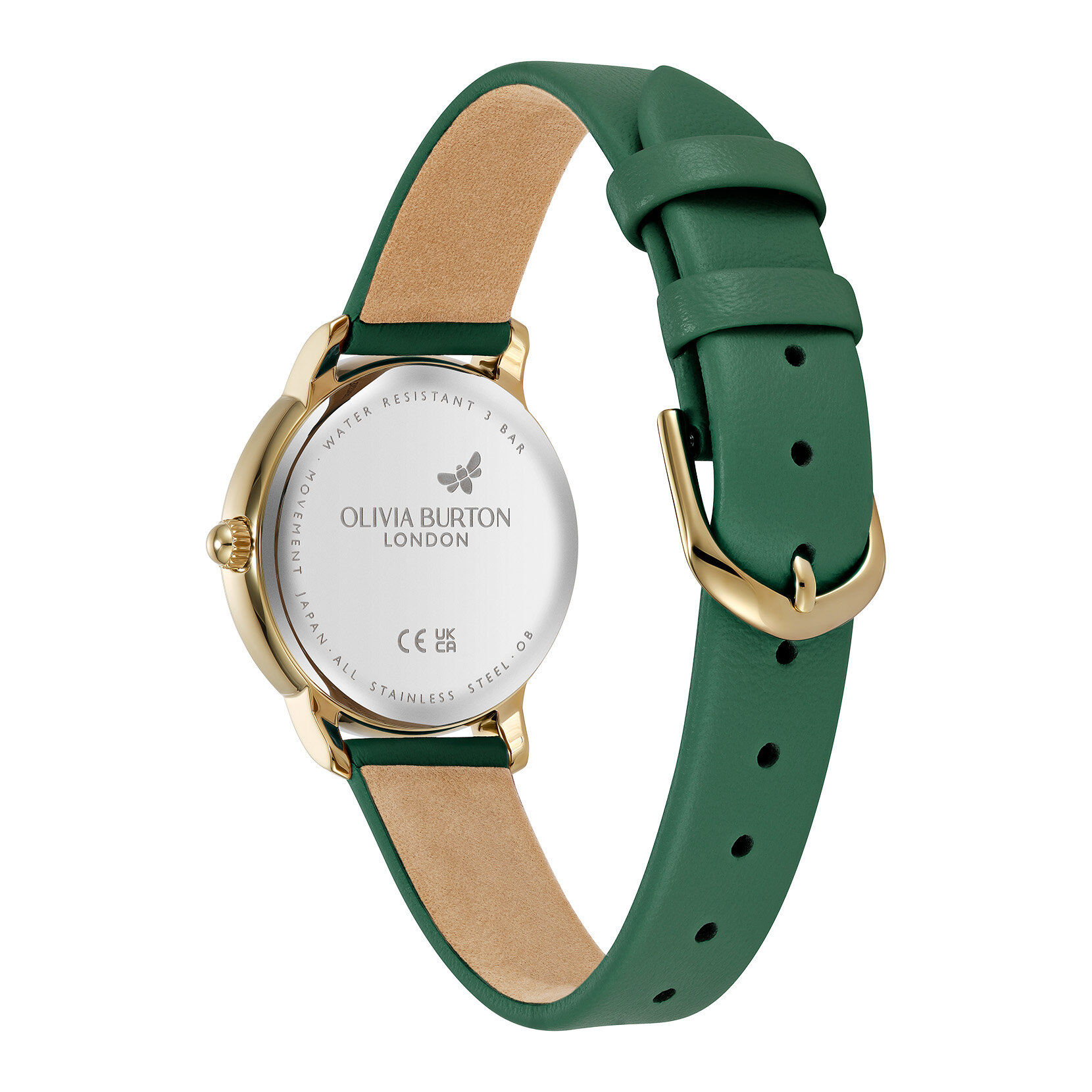 30mm Westbourne Gold & Deep Green Leather Strap Watch