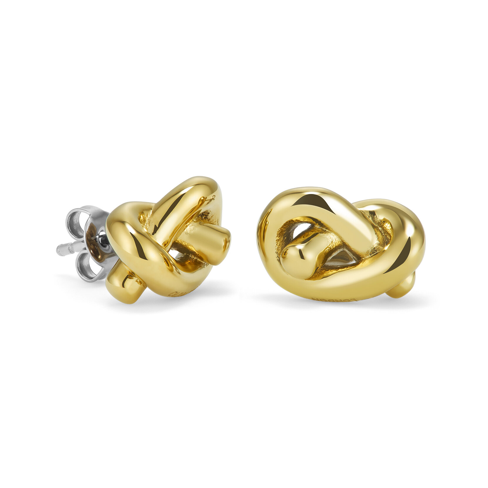 Lover's Knot Gold Plated Stud Earrings