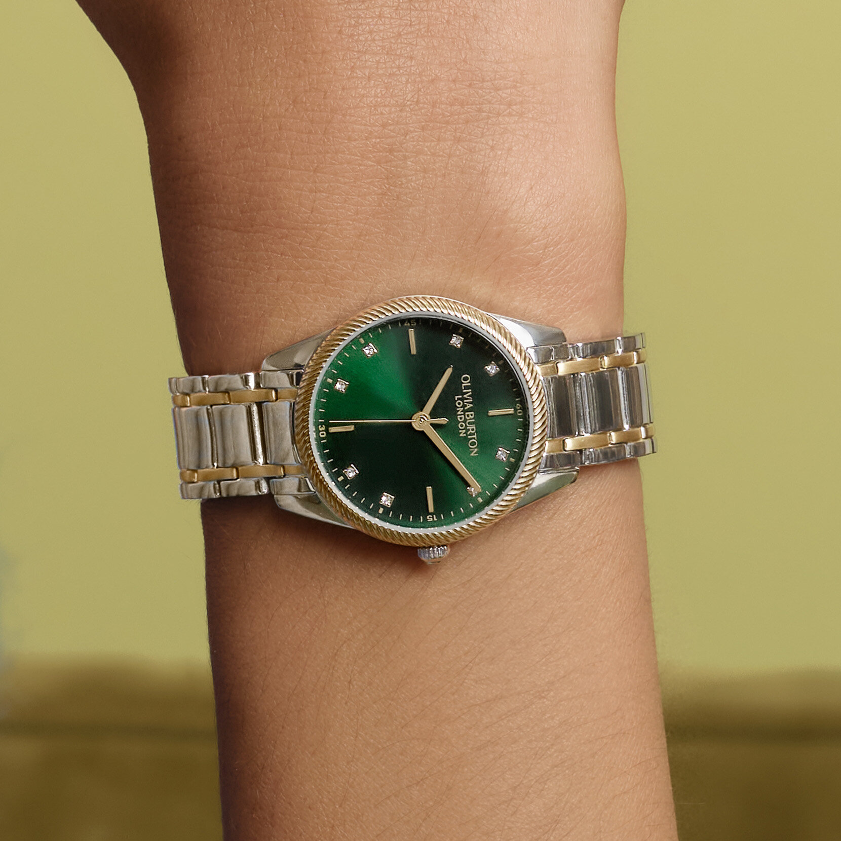 28mm Egerton Forest Green & Two Tone Bracelet Watch