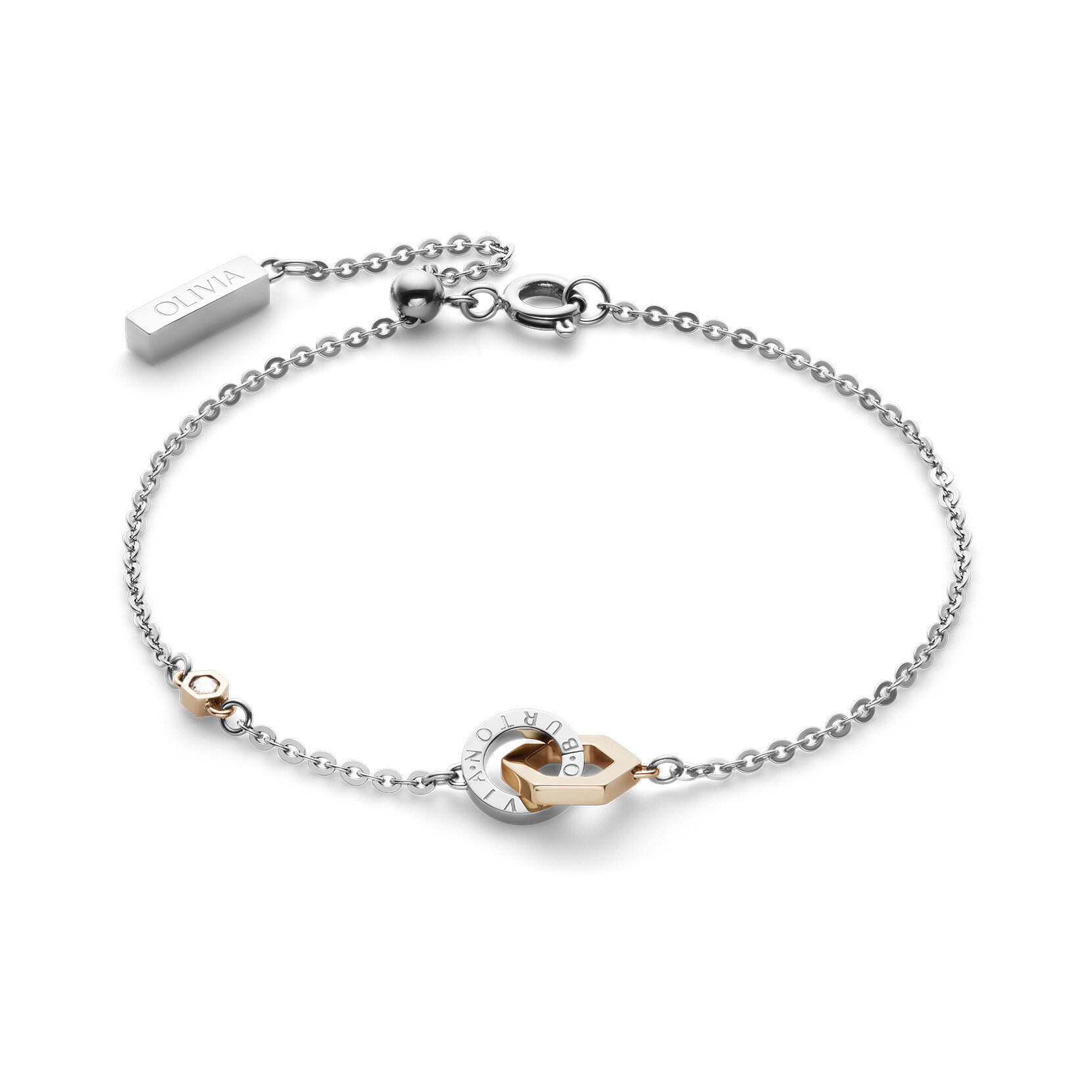 Hex Interlink Silver & Rose Gold Plated Bracelet & Necklace Gift Set