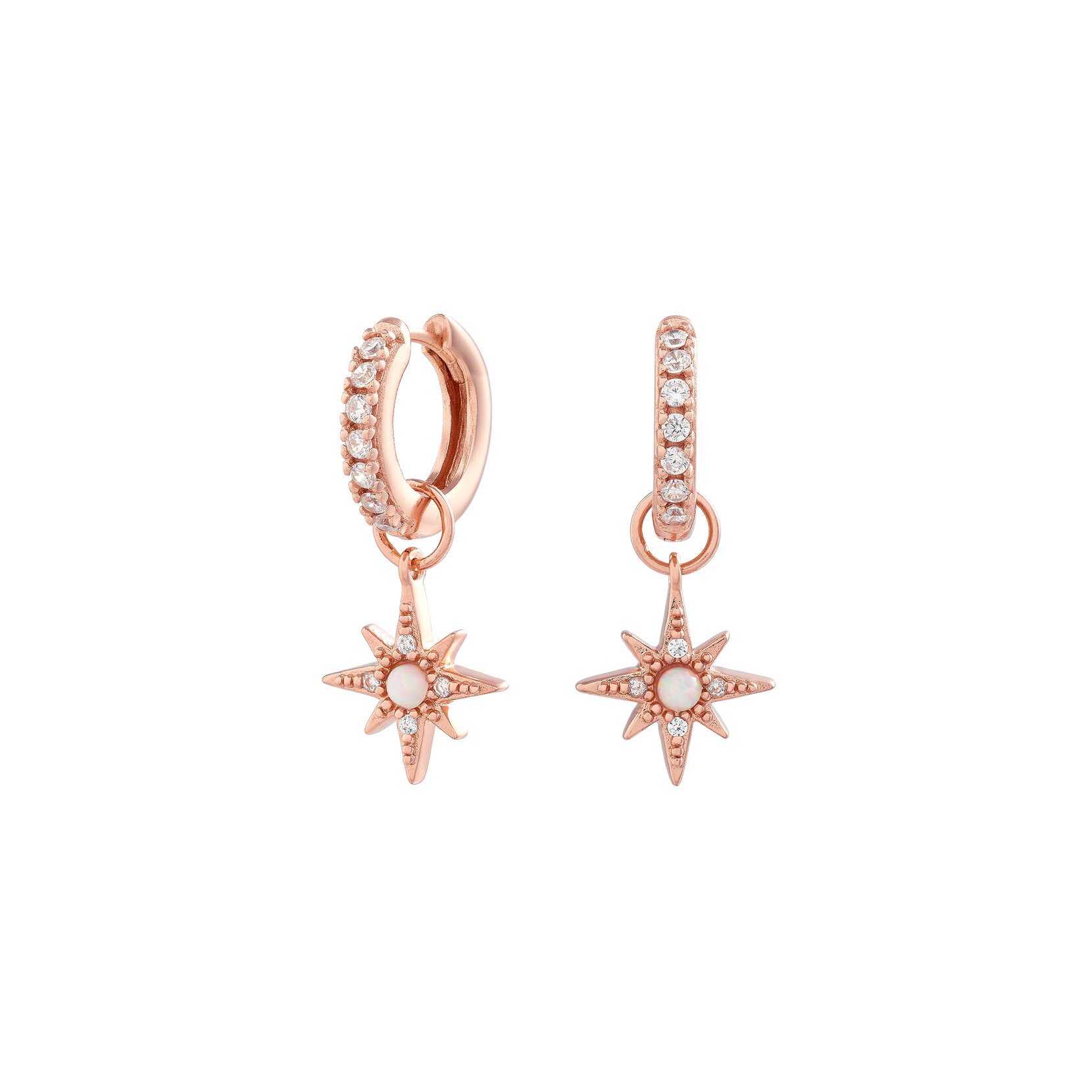 Rose Gold North Star Huggie Hoops