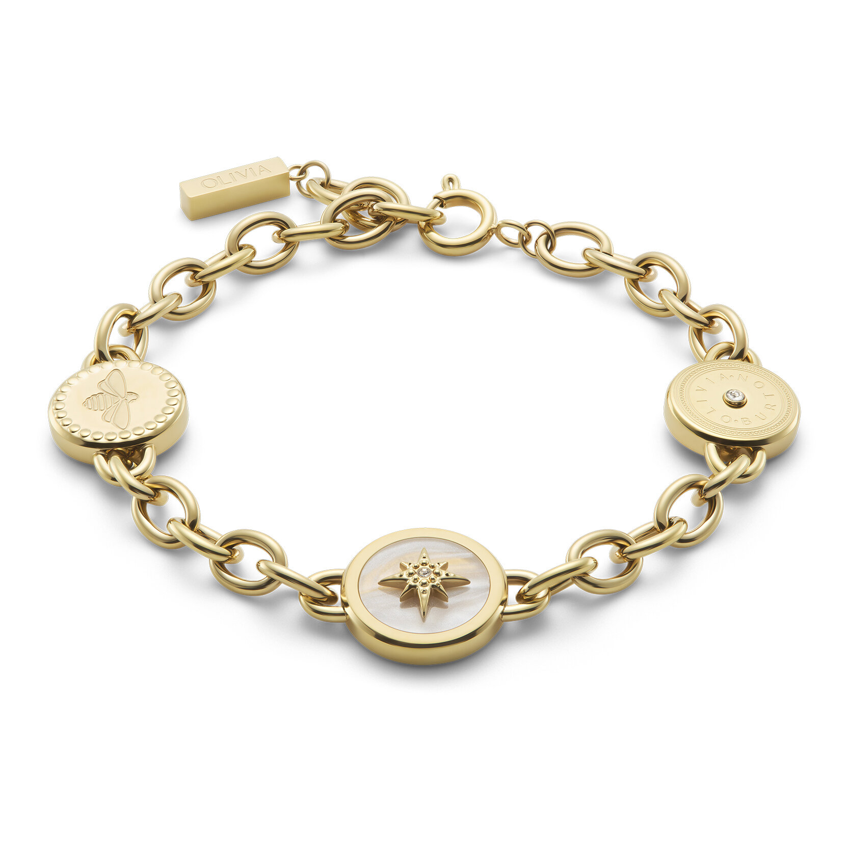 Bee and North Star Gold Plated Charm Bracelet