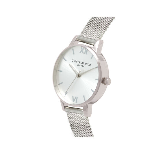 Sunray Dial Midi Dial Silver Mesh