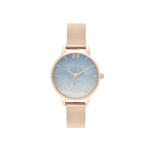 Wishing Glitter Dial & Rose Gold Mesh