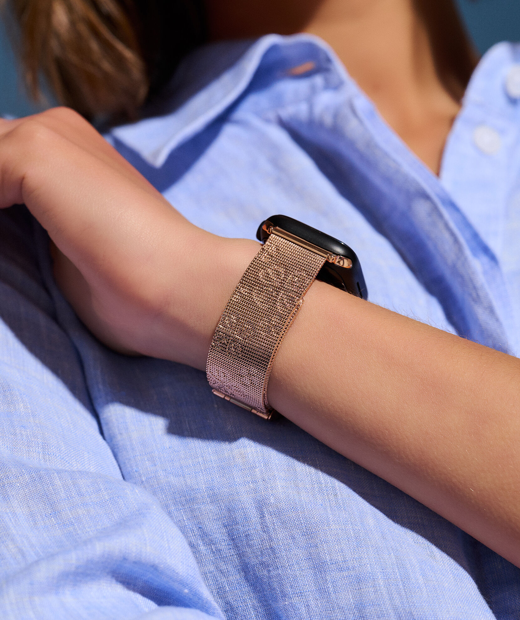 Rose gold mesh outlet strap bracelet