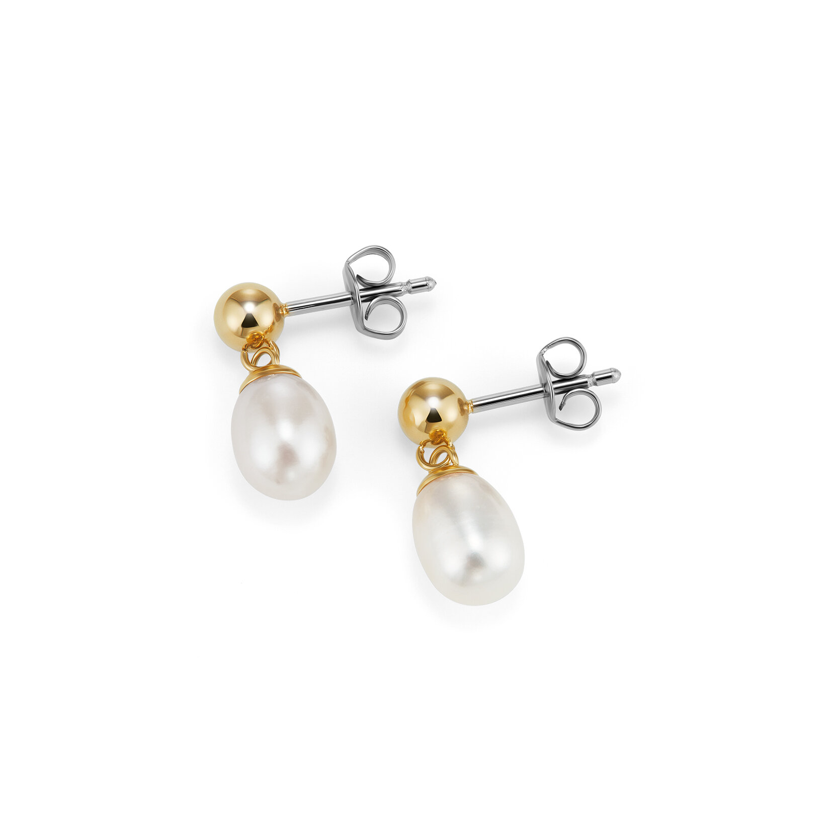 By The Sea Pearl Gold Plated Drop Earrings