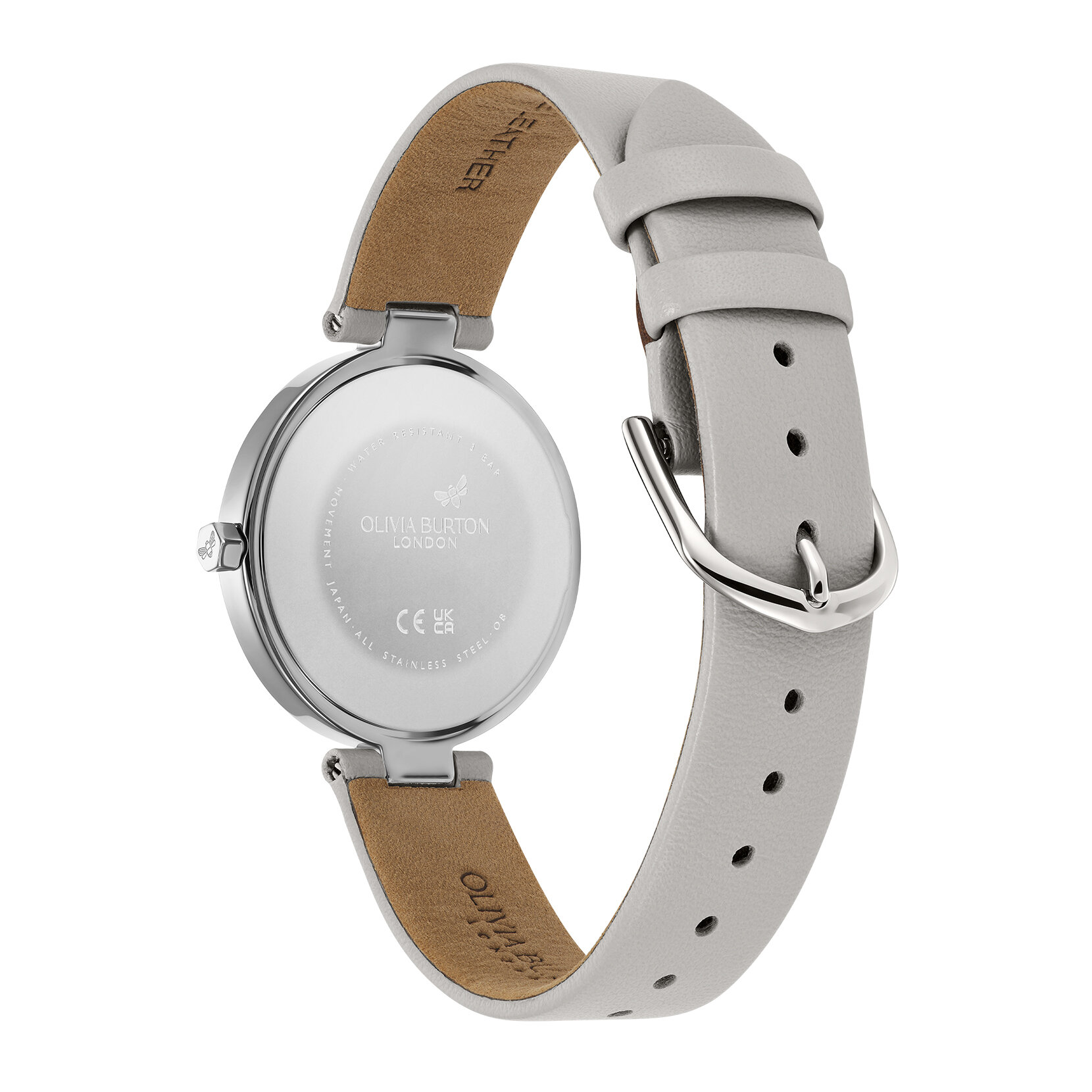 32mm Dimension T-Bar Silver & Earl Grey Leather Strap Watch