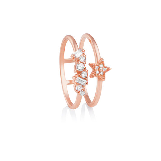 Celestial Double Band Ring Rose Gold S