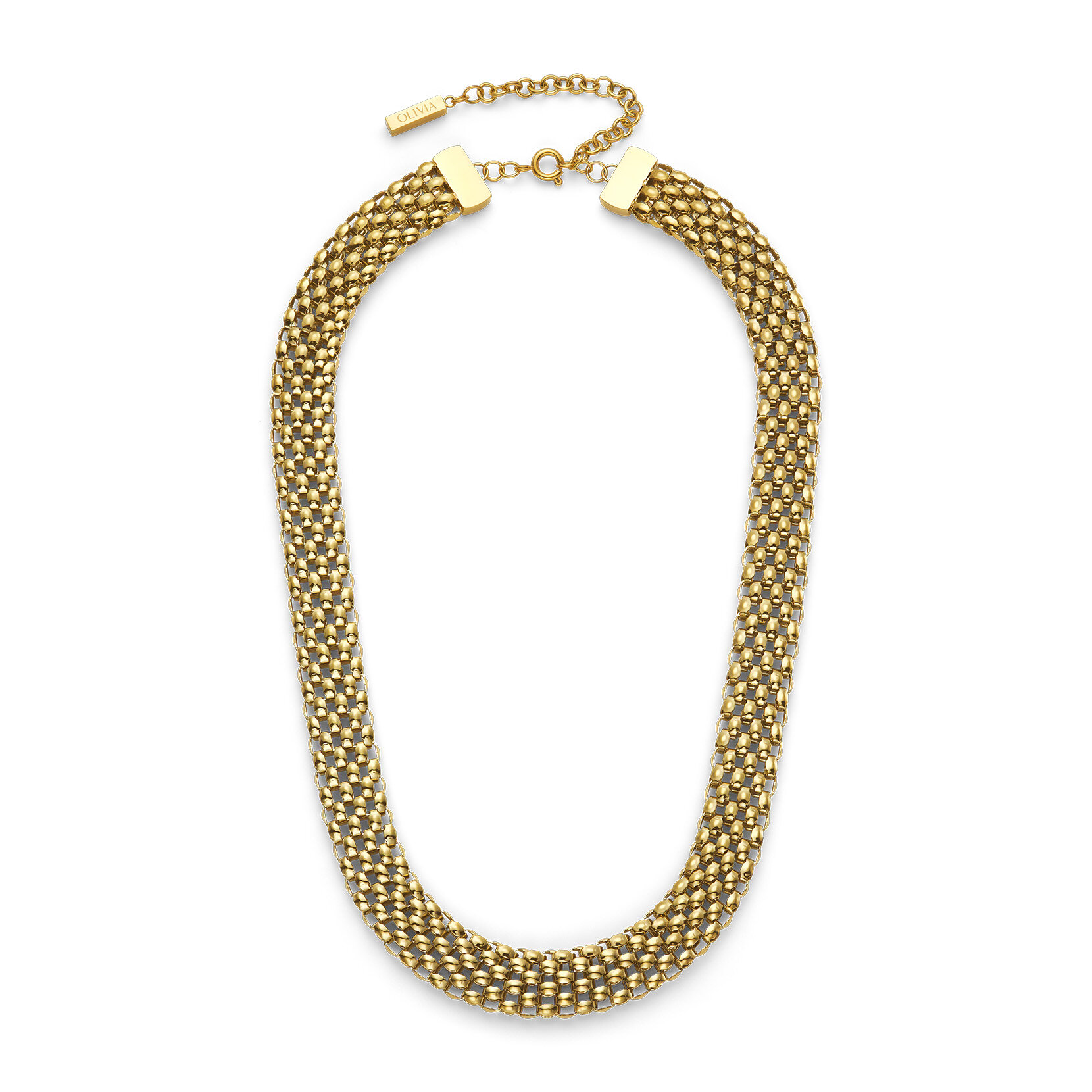 Chequerboard Link Gold Plated Necklace