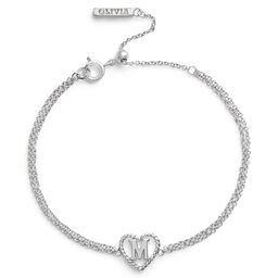 'M' Heart Initial Chain Bracelet Silver