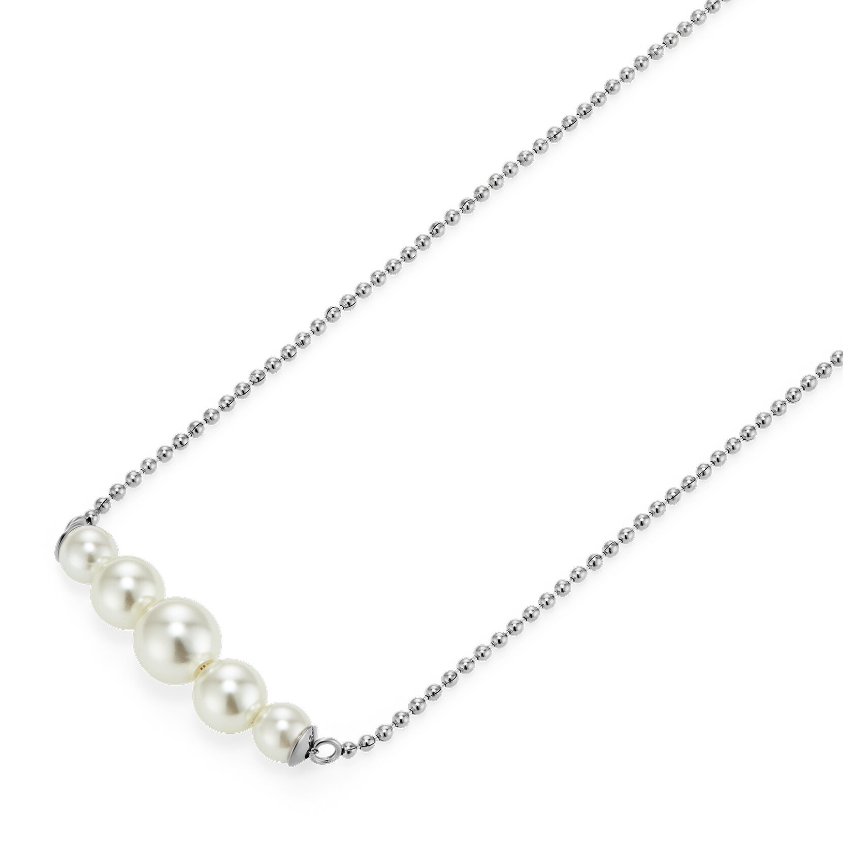 Pearls & Beads Silver Tone Necklace