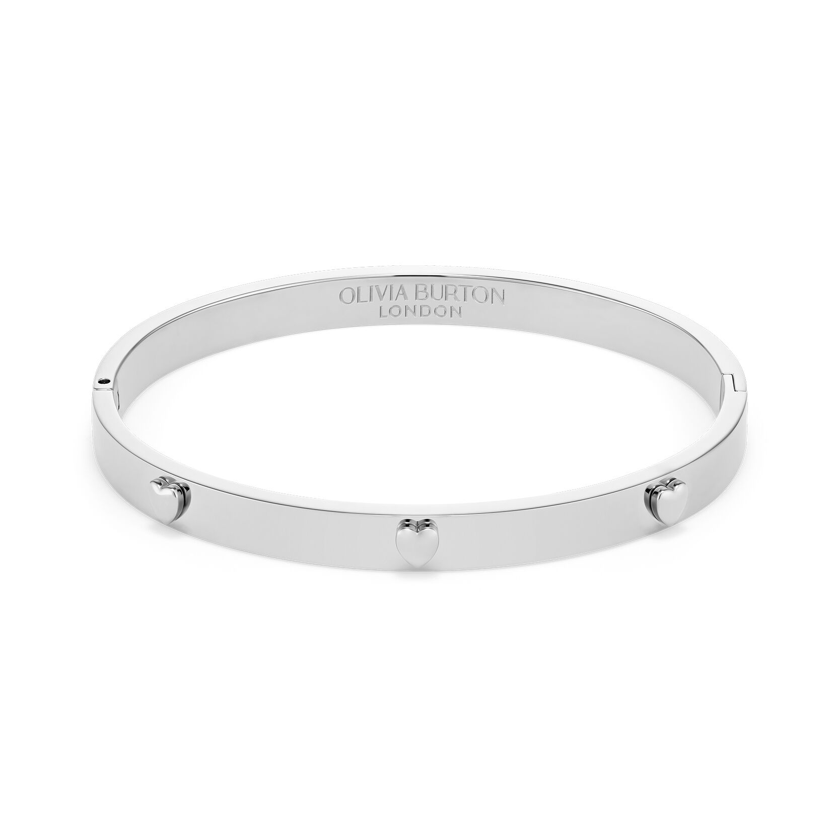 Classic Mini Heart Silver Tone Bangle | Olivia Burton London