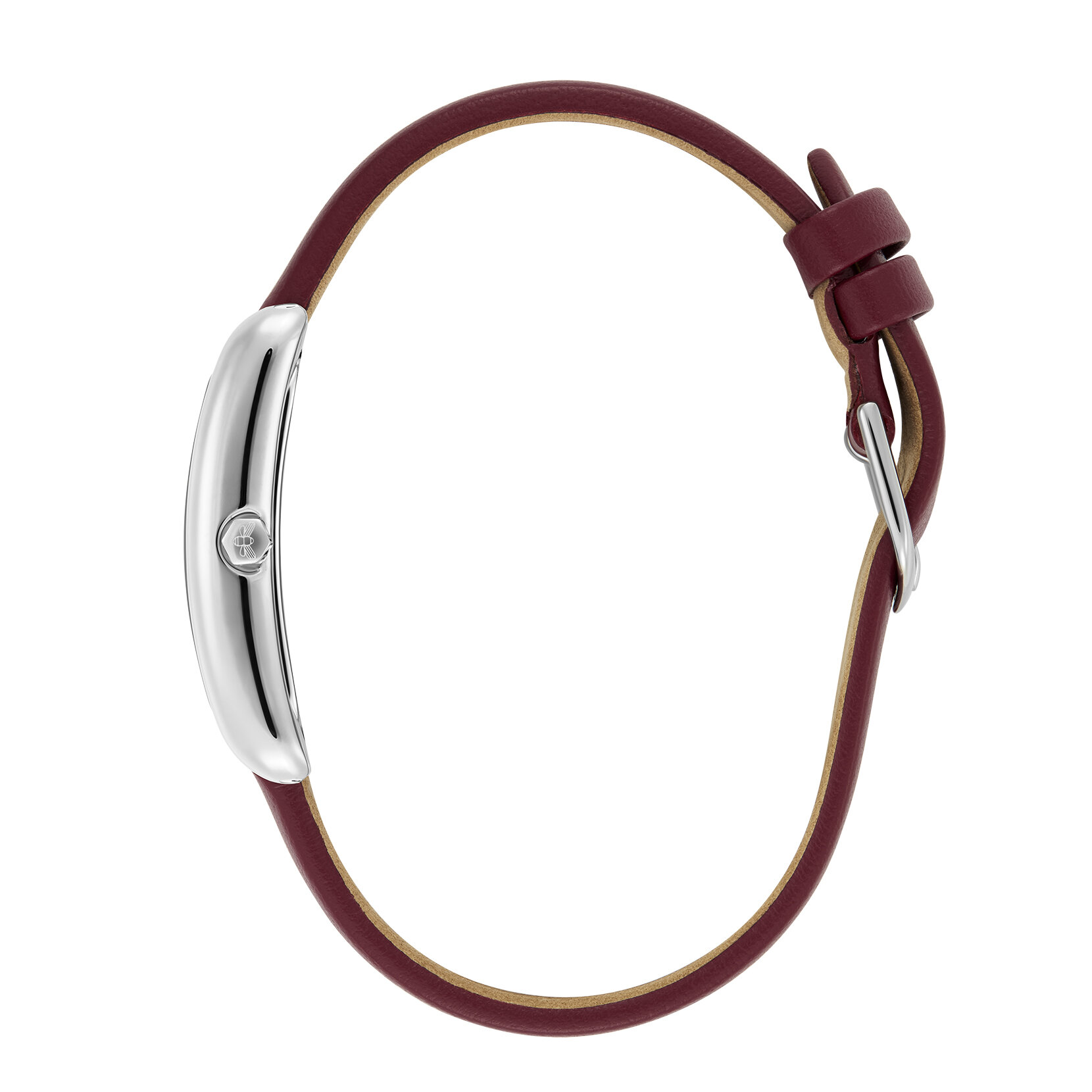 23mm Grove Silver & Cranberry Leather Strap Watch