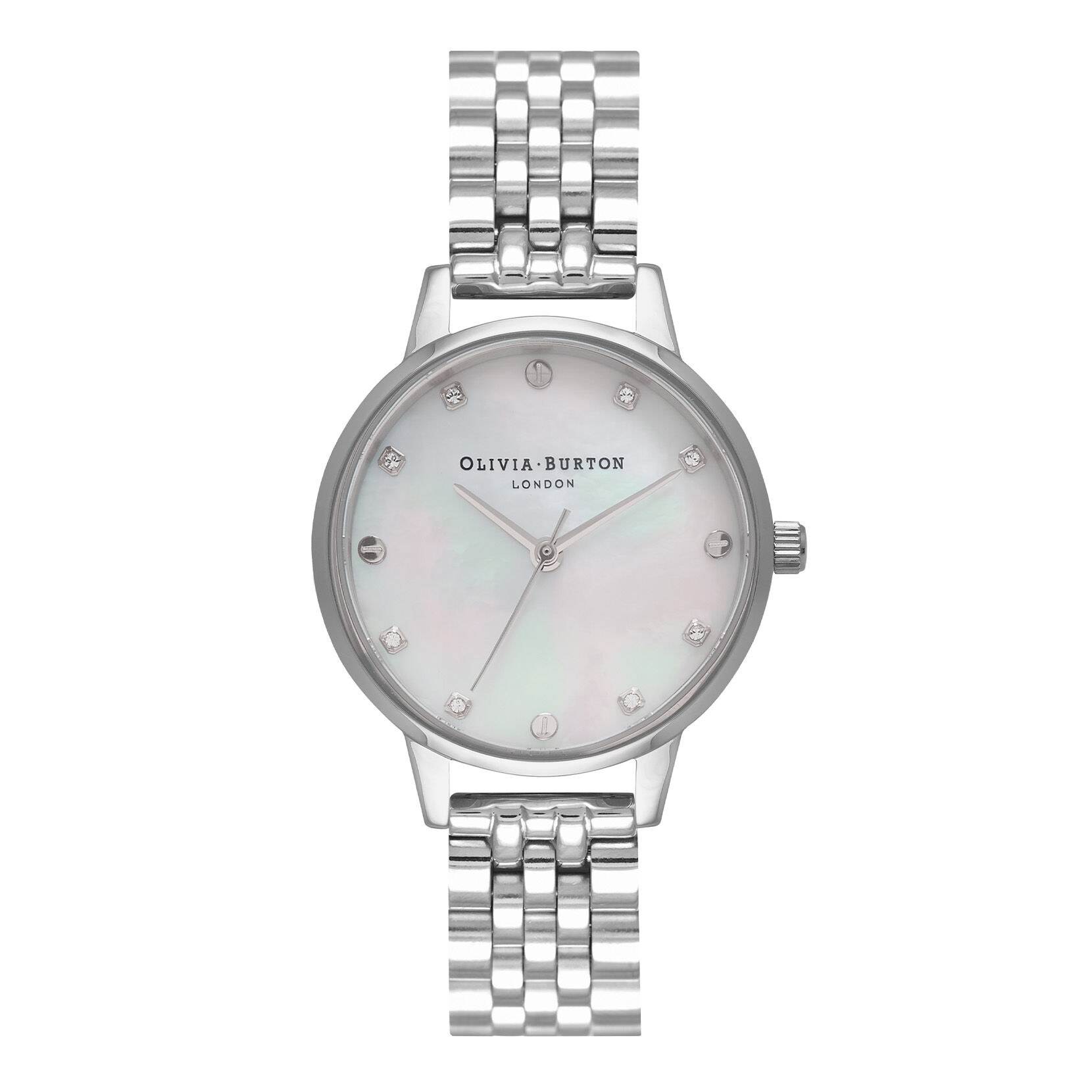 30mm White Silver Bracelet Watch