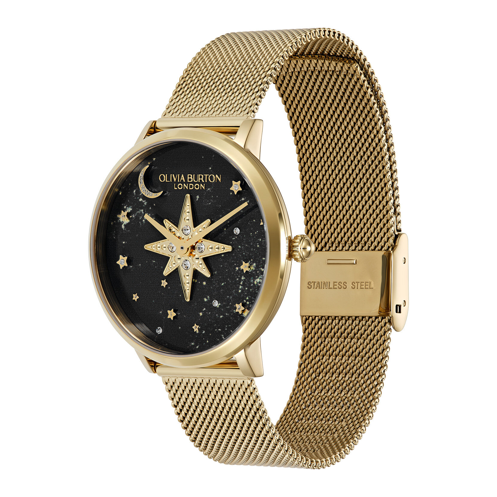 35mm Nova Black & Gold Mesh Watch