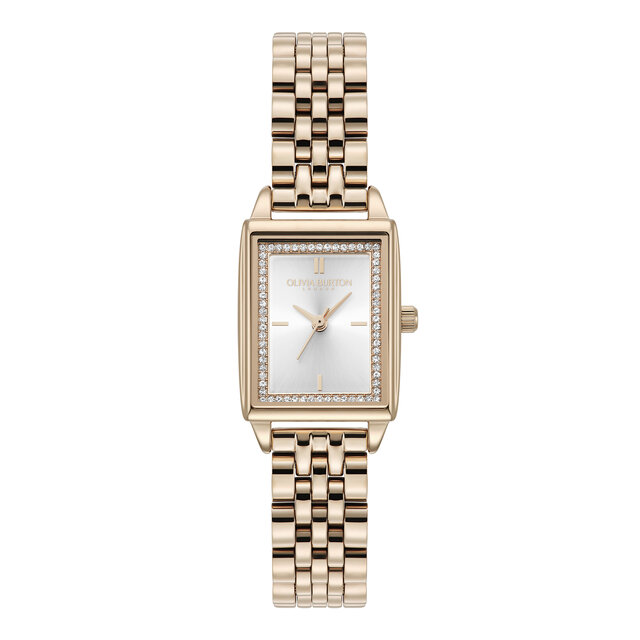 21mm Rectangle White & Carnation Gold Bracelet Watch