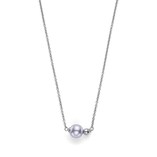 Modern Lavender Pearl Silver Tone Necklace