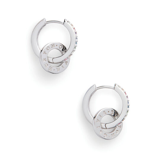 Bejewelled Classics Rainbow Interlink Huggie Hoops Silver