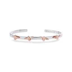 3D Bee Bangle Silver & Rose Gold