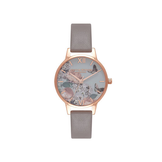 Midi Signature Floral London Grey & Rose Gold Watch