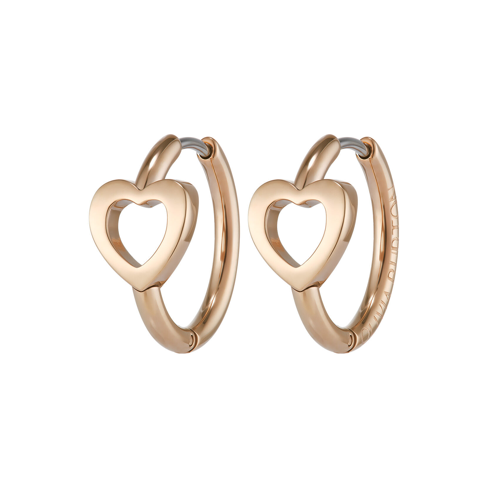 Classic Kindred Interlink Heart Rose Gold Plated Hoop Earrings