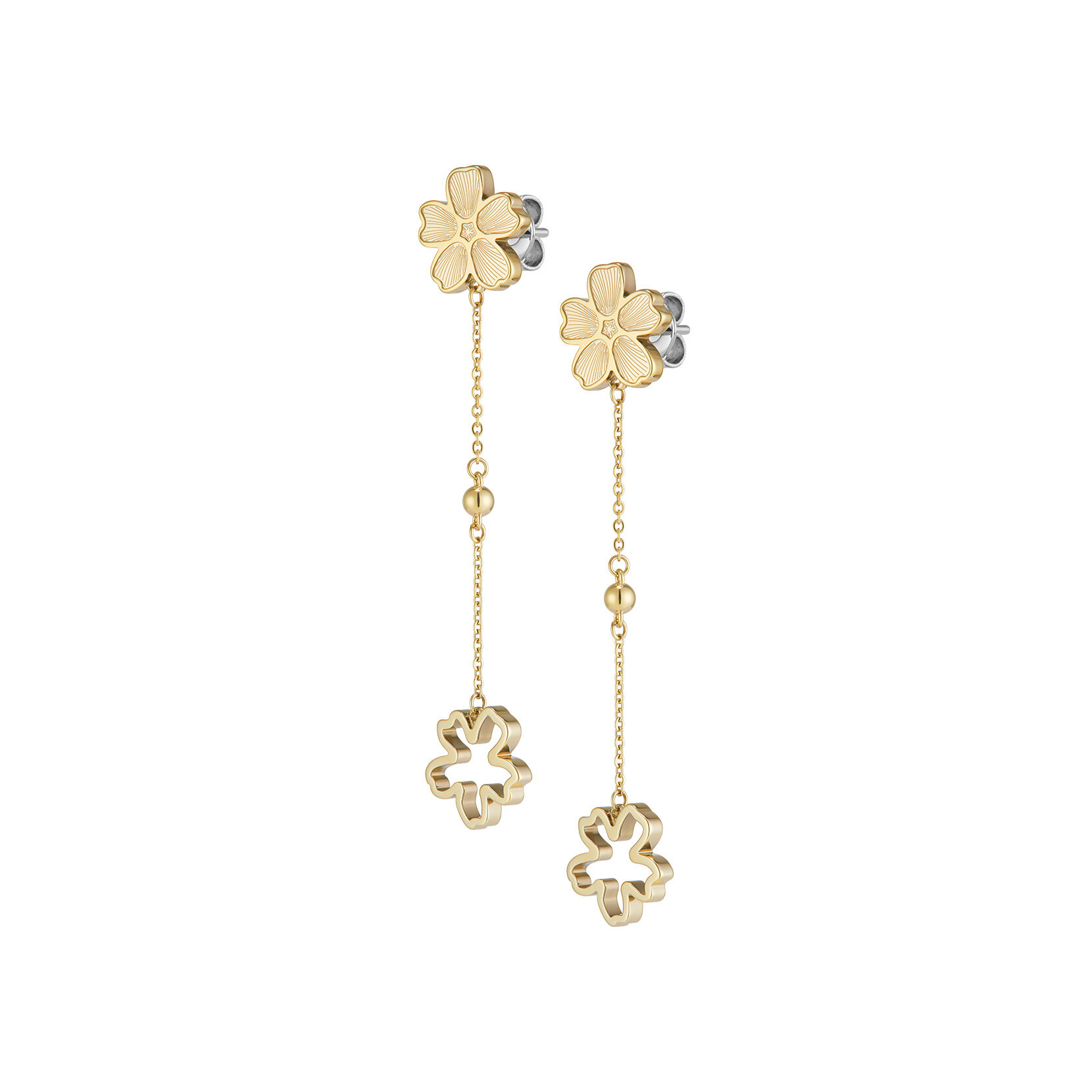 Forget Me Not Floral Gold Plated Drop Earrings