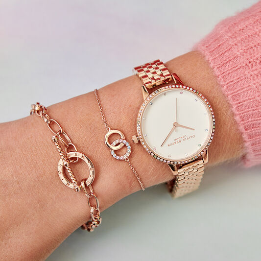 Rainbow Bezel & Rose Gold Bracelet