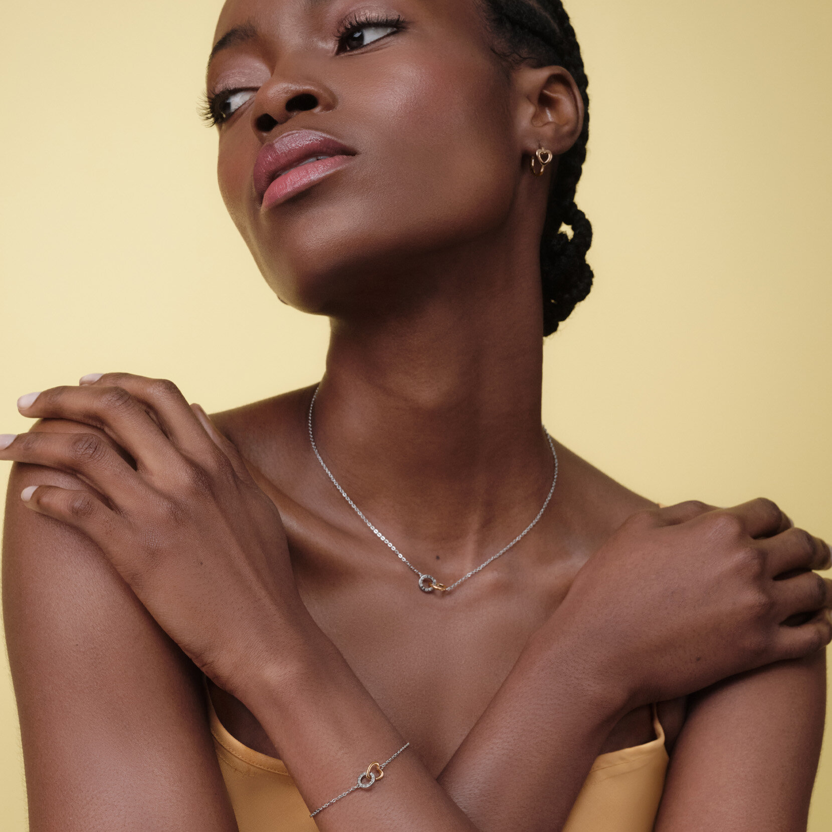 Kindred Interlink Heart Rose Gold Plated Hoop Earrings