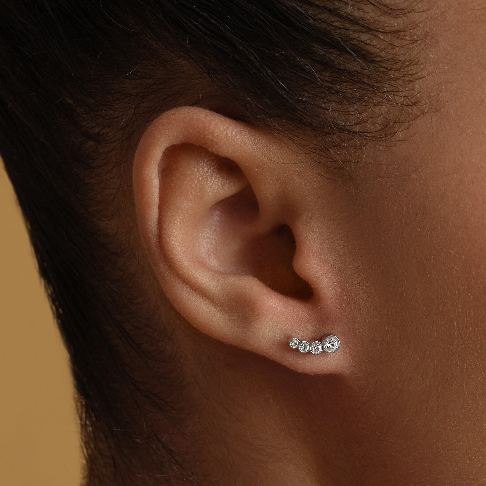 Crystal Silver Tone Stud Earrings